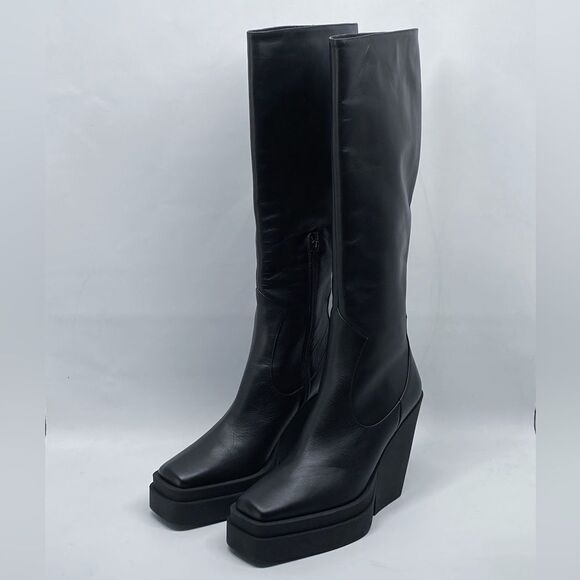 Gia Borghini  Texan Leather Platform Knee-High Boots size 37 - Picture 3 of 13